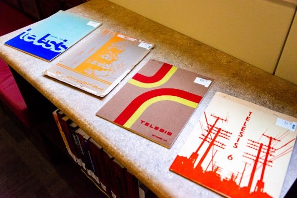 Four issues of Telesis with colorful covers.