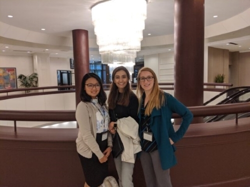 Jessica Langsdon with classmates at the A P A conference.