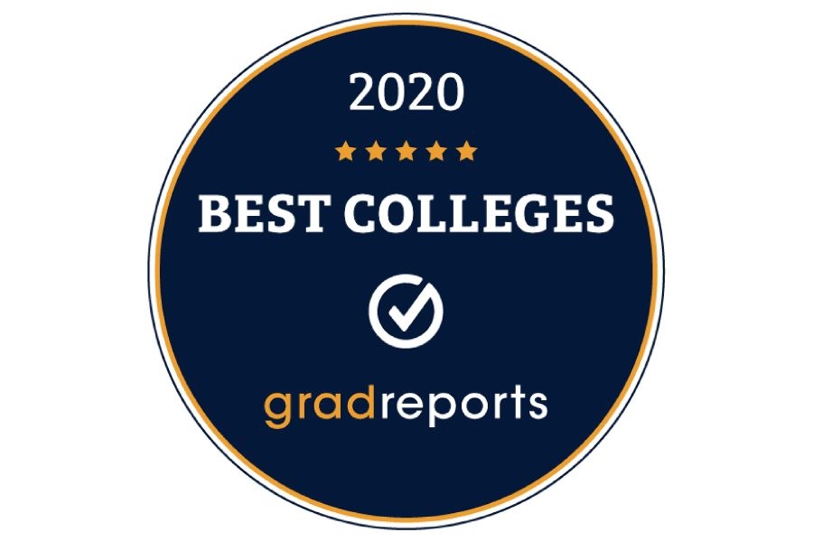 Seal that says "2020 best colleges gradreports"
