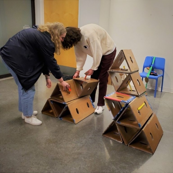 Users building with Pop Up Playscape designed by Jamie Pierson.
