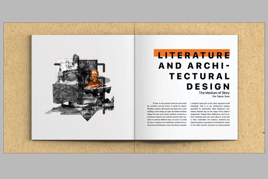 image of Telesis feature spread of "Literature and Architectural Design" article. 