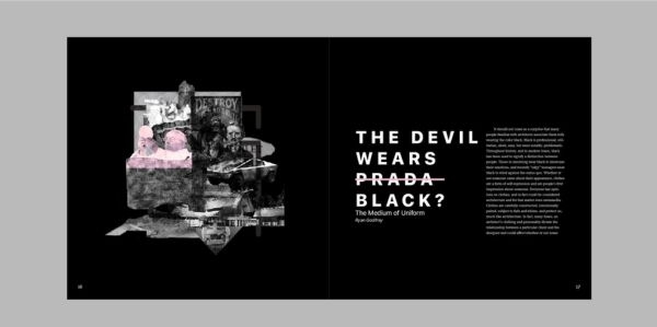 image of Telesis feature spread of "The Devil Wears Black?" article. 