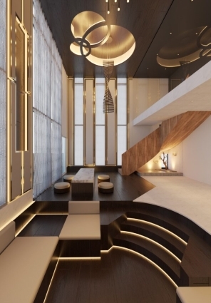 A rendering of an interior designed by Li. 