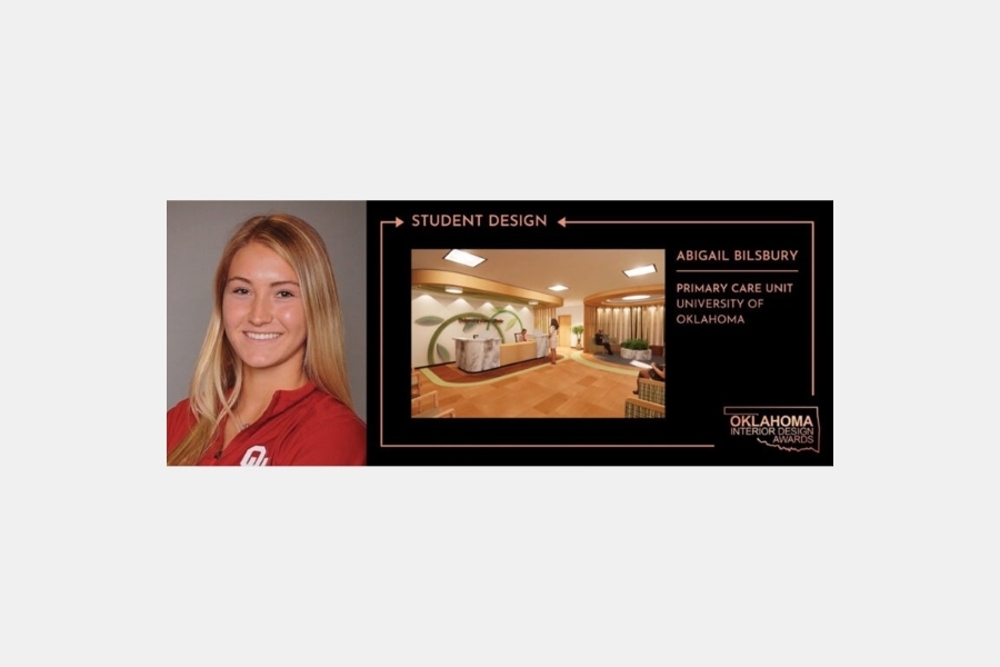 Abigail Bilsbury with an image of her design. 