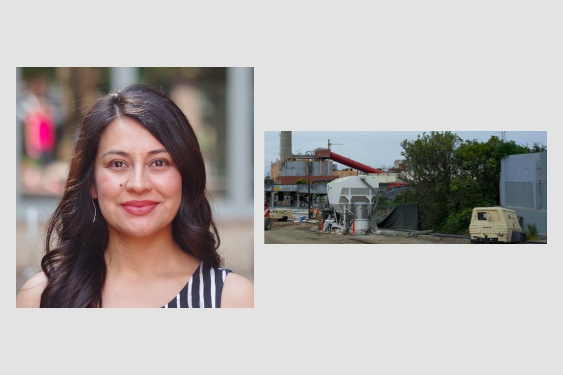 Miriam Solis and a wastewater facility.