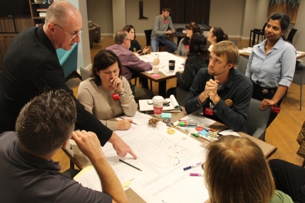 Shawn Schaefer with Urban Design students and community stakeholders. 