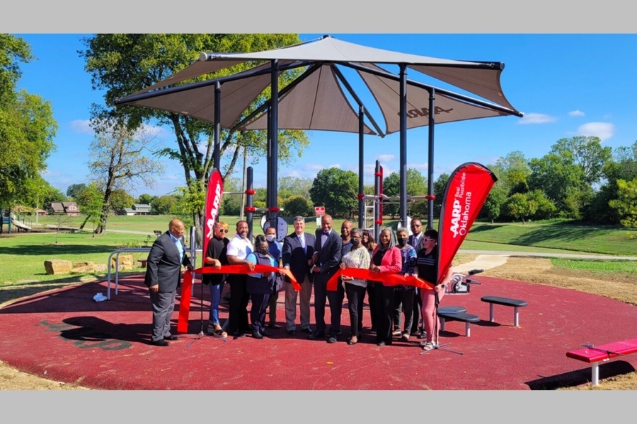 Greenwood community leaders at B.S. Roberts park.