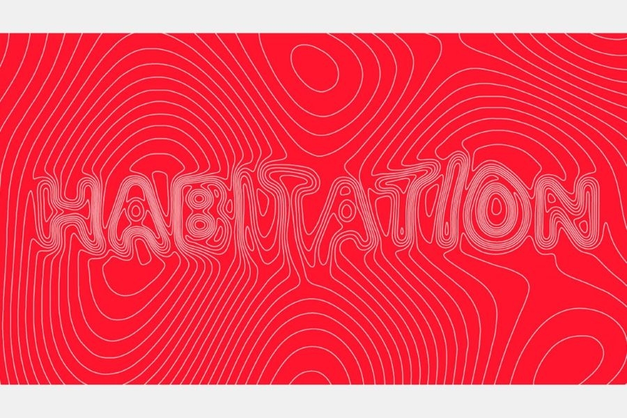 The word "Habitation" stylized to look like topographic lines.