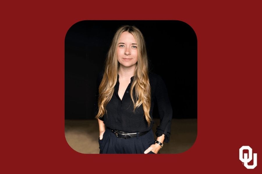 Chelsea Holcomb and the O U logo.