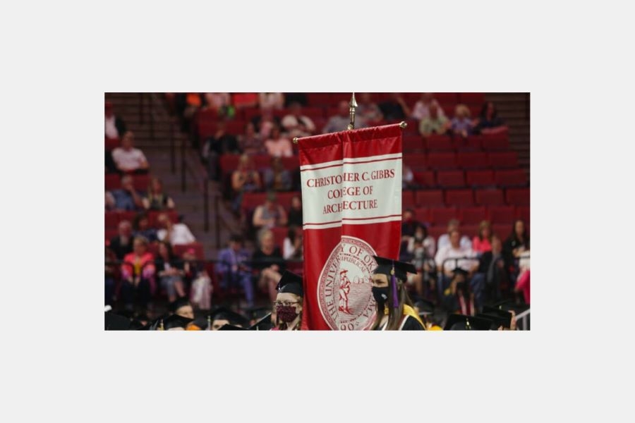 Christopher C Gibbs College of Architecture banner featuring the O U seal in crimson.
