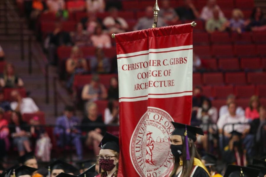 Christopher C Gibbs College of Architecture banner featuring the O U seal in crimson.