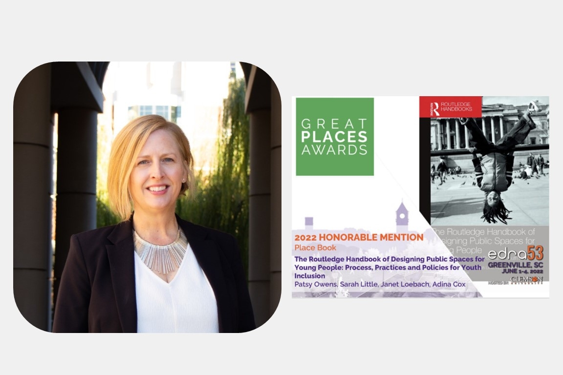 Sarah Little with the award that she received for her collaborative work. 