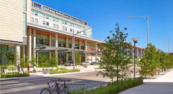 Architectural rendering of Dell Seton Medical Center at the University of Texas in Austin, Texas.