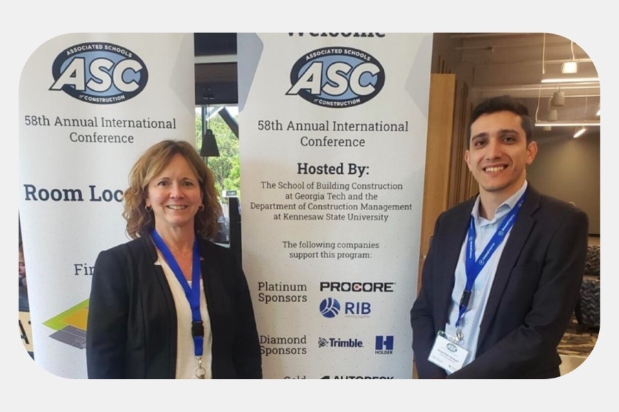 Tamera McCuen and Emad Najmi Sarooghi at the International Associated Schools of Construction Conference in Atlanta, Georgia. 