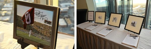 OU merchandise signed by Bob Stoops and the Napkin Sketch Contest winners.