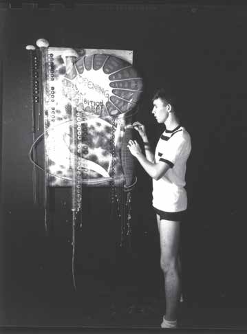 Bob Faust with a sculpture.