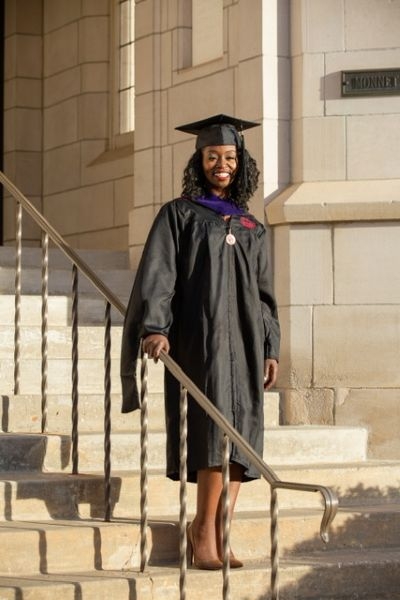 Grace Olaleye in graduation regalia.