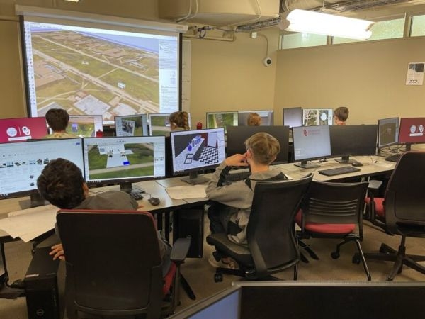 Students creating digital models.