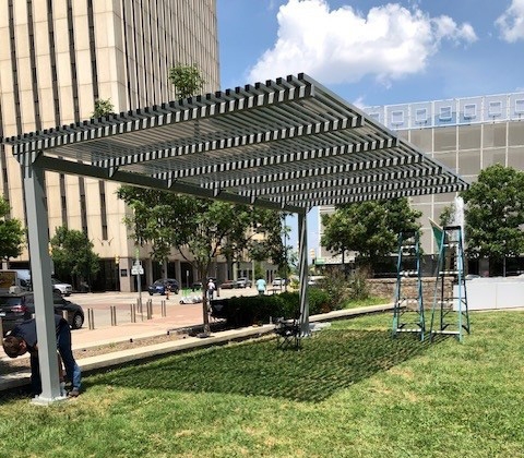 The installation of a pergola.