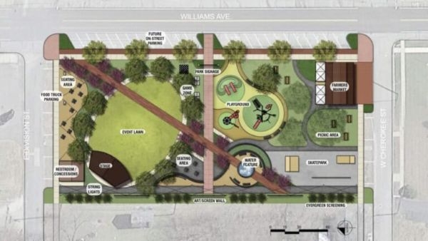 The site plan for the Westville Town Square Park.