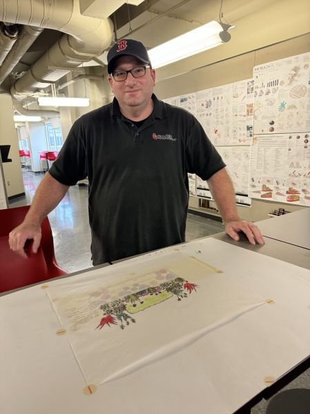 Justin Jones with his planter bed designs.