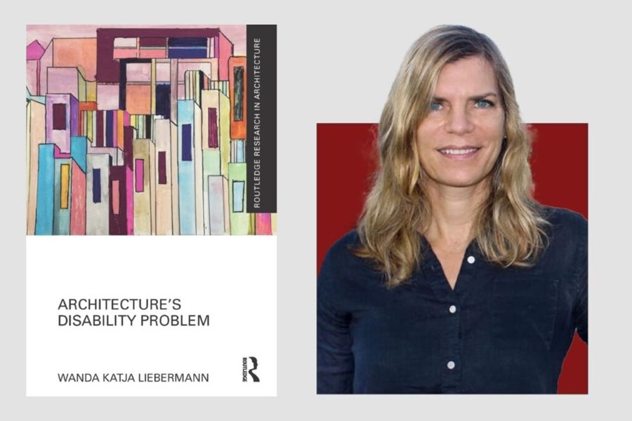 Wanda Liebermann with the cover of her book Architecture's Disability Problem.