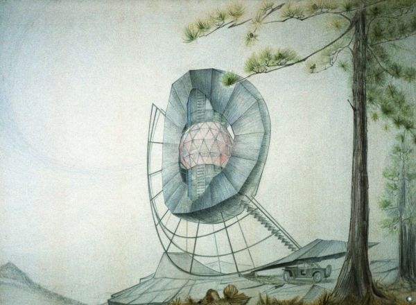 An illustration of a disk-like observatory by Robert Faust.
