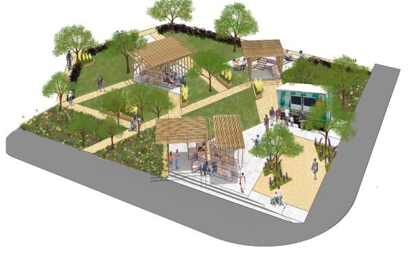 A concept rendering of the park by Open Design Collective.