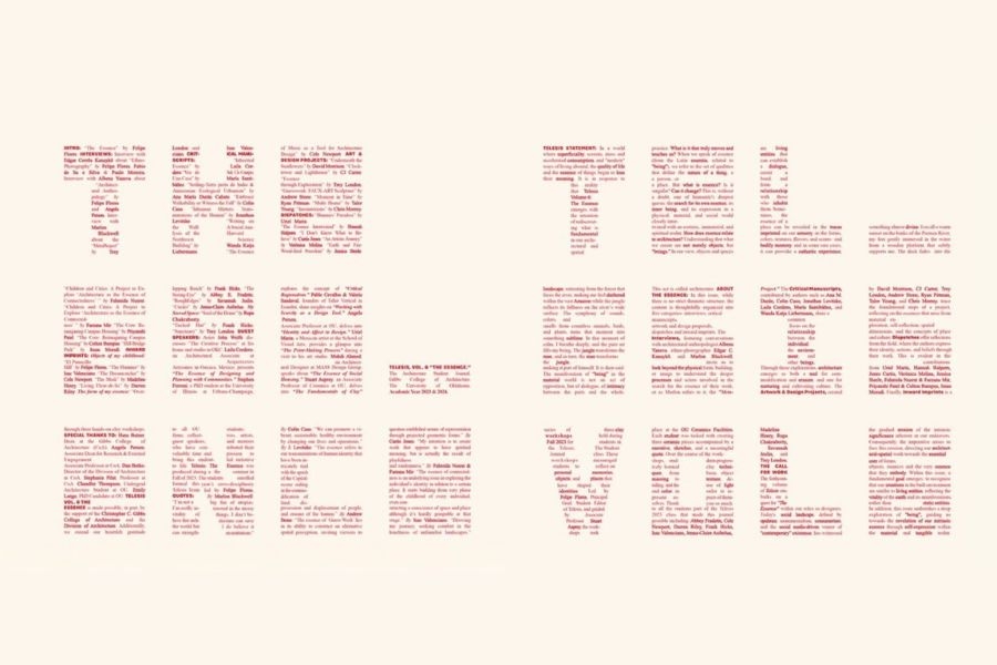 Blocks of red text forming the words "The Essence Telesis Volume 6".