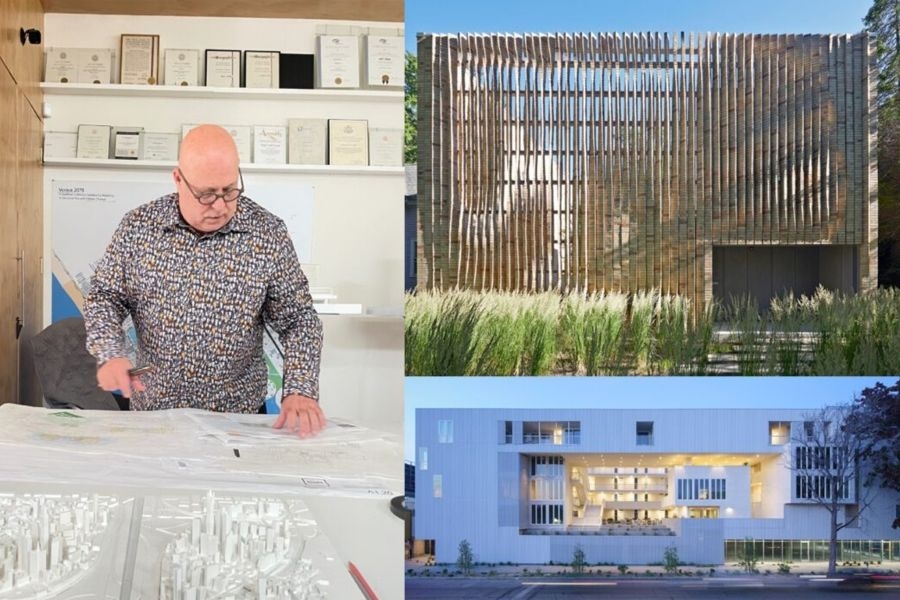 Lawrence Scarpa with two projects by the firm Brooks and Scarpa.