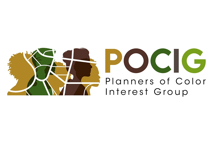 Logo showing three overlapping profile silhouettes in green, gold, and brown with white linework, next to the text “POCIG Planners of Color Interest Group.”