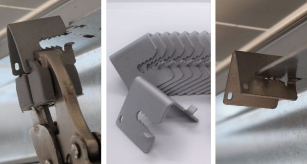 V-clamps for photovoltaic modules.