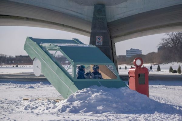 "Wrong Turn," a warming hut designed by Unearthed Practice.
