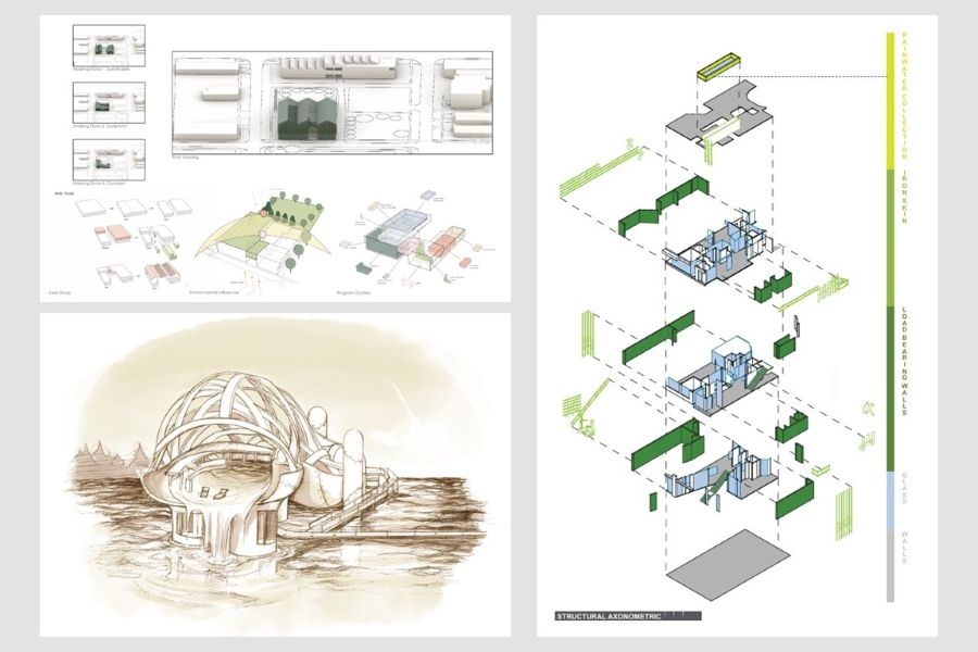 Sketches and designs by Elisa Wilson, Ty Brown-Field, and Emma Bock.