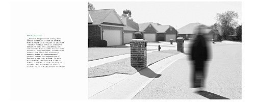 A page from Telesis with a photo of a neighborhood street and a blurry person. 