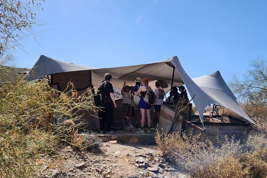 Students outside of Taliesin West. 