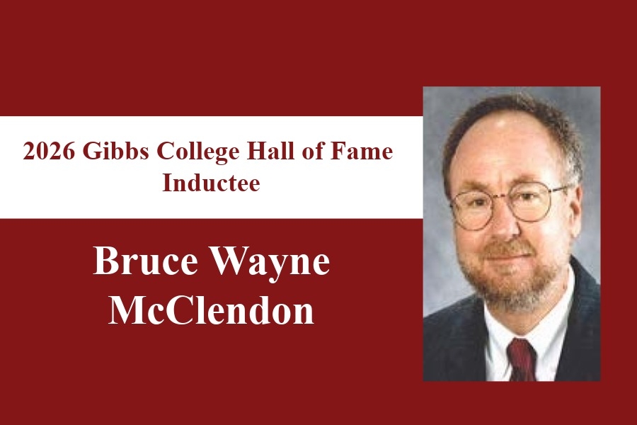 Bruce Wayne McClendon with the text "Gibbs College of Architecture Hall of Fame Class of 2025 Inductee".