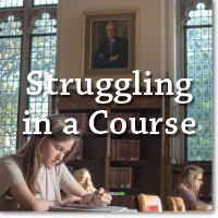 image of students studying with "struggling in a course" text