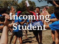 photo of students at Camp Crimson with "incoming student' text