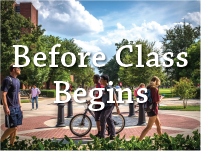 students on campus with "Before classes begin" text