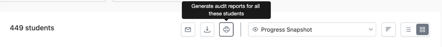 The option to generate audit reports is located to the right of the download icon