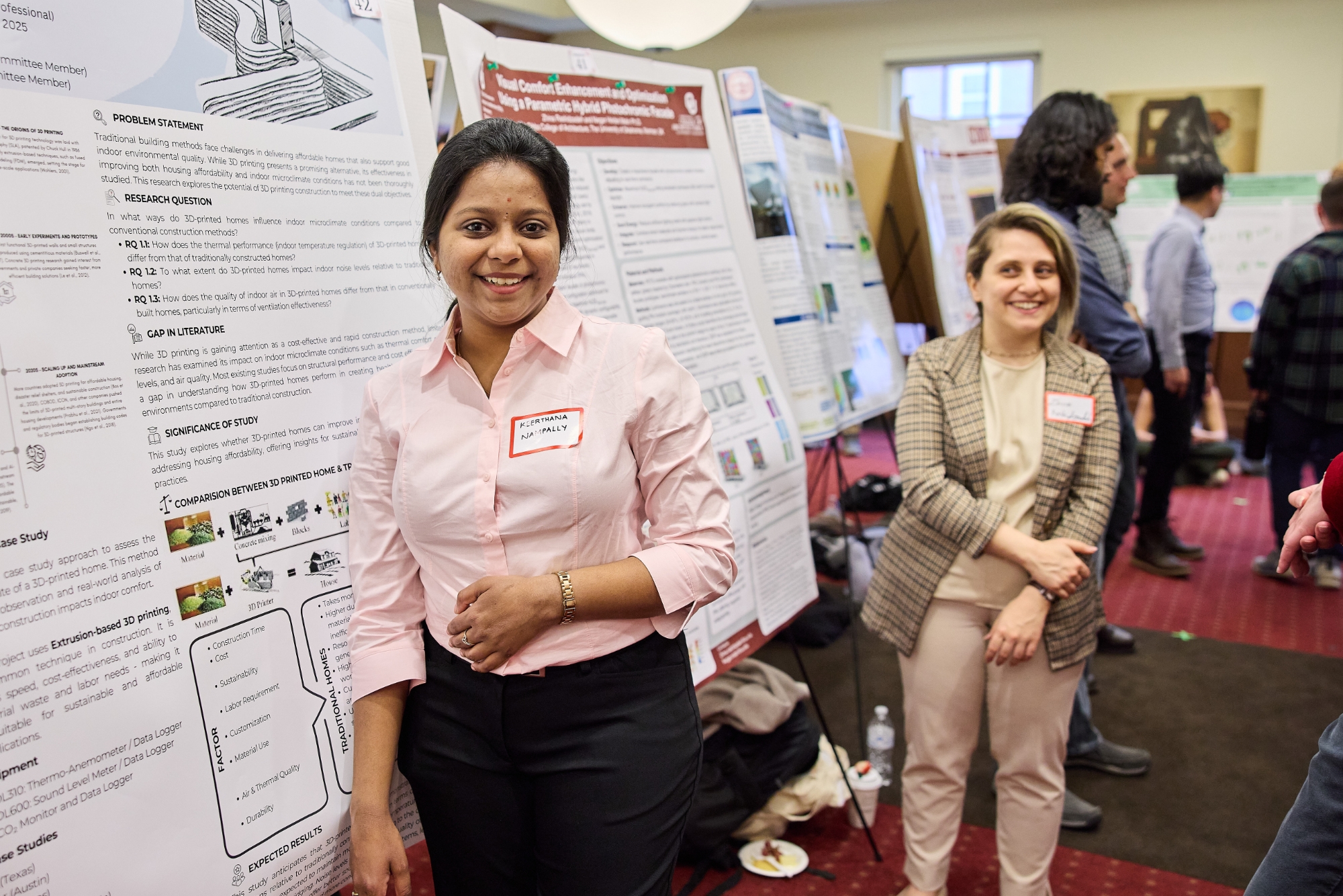 Student presenting research about architecture and mycellium.