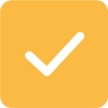 Rounded yellow box with a white checkmark in the center.