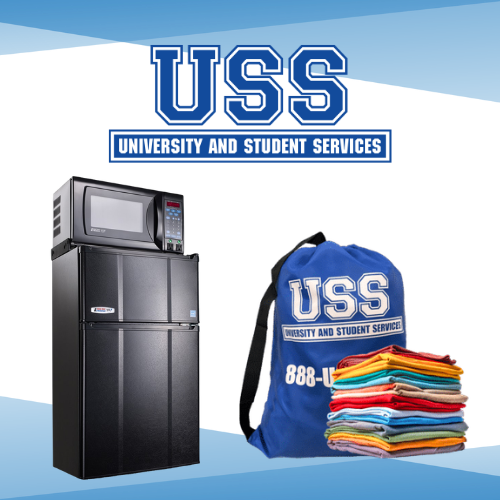 Graphic of a MicroFridge and Laundry Bag from USS