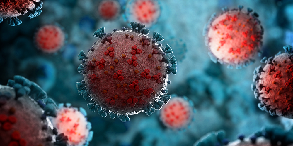 rendered image of covid-19 virus
