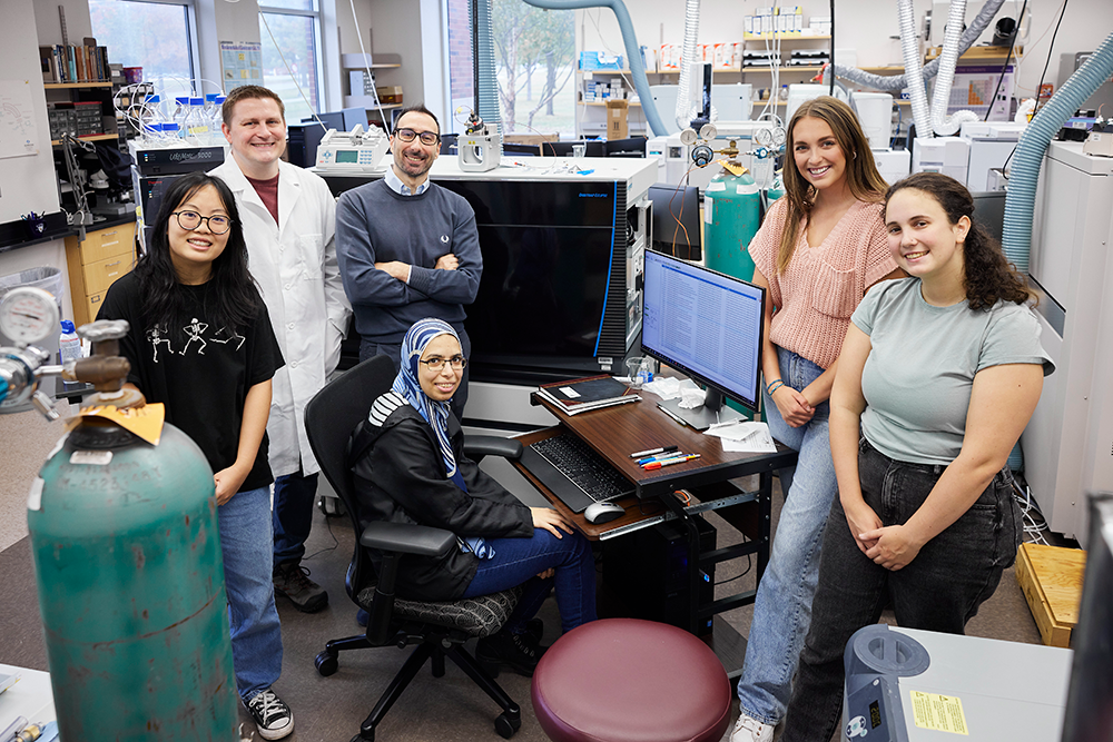Posed photo of the group within the lab