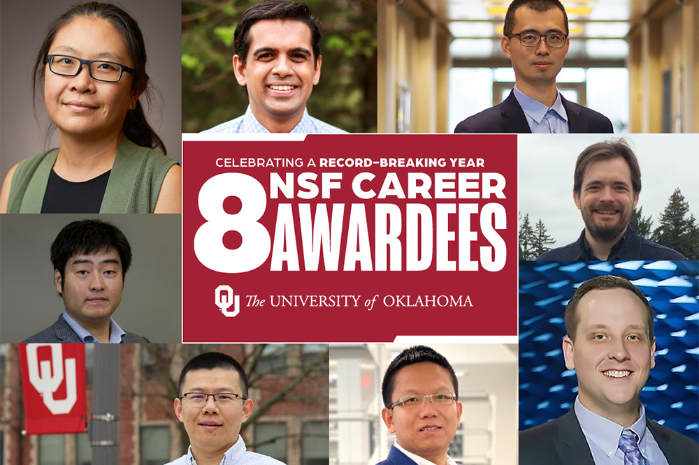 graphic with 8 headshots and 8 NSF Career Awardees text