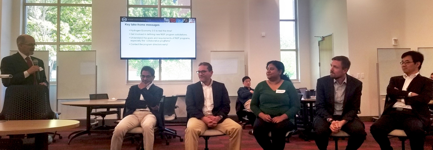 Daniel Resasco, Ph.D., leads a panel discussion.