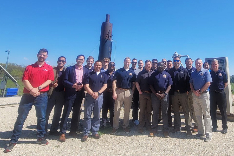 Pejman Kazempoor, Ph.D., leads NDU students on a tour of his hydrogen combustion and fuel cell technology laboratory.