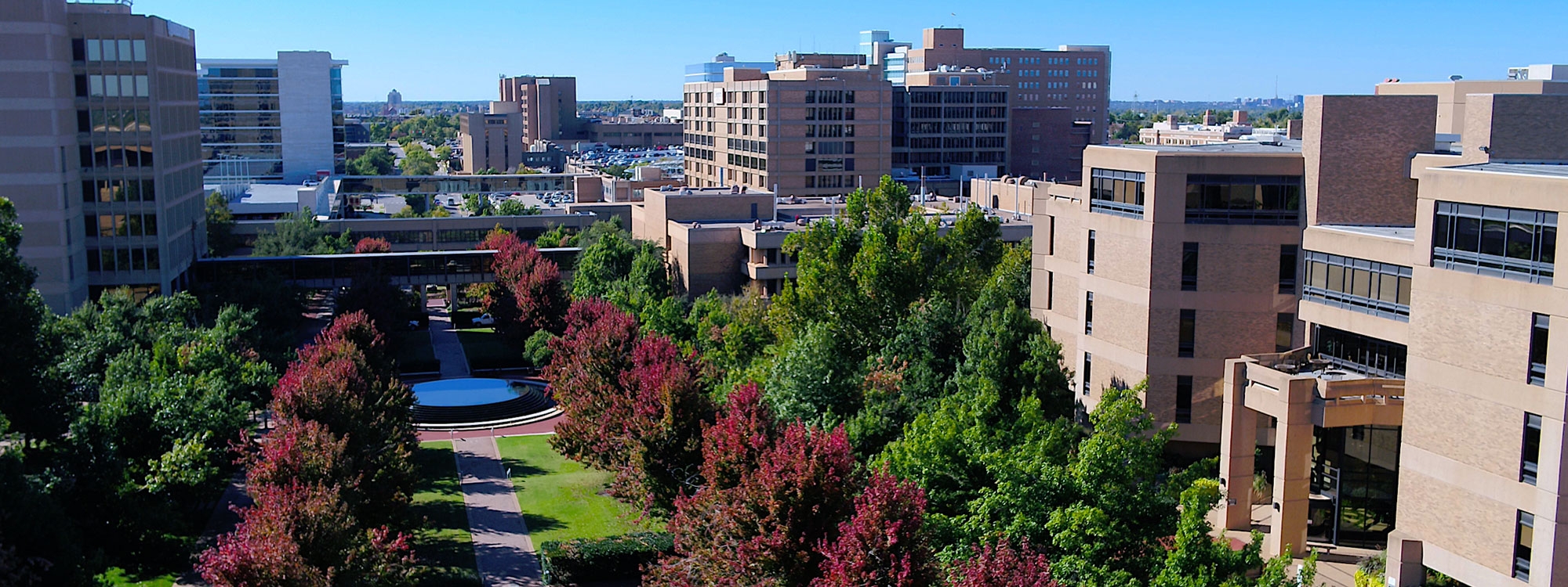 An aerial view of the O U Health Campus in Oklahoma City.